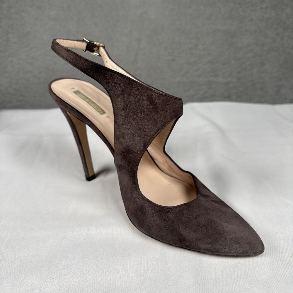 Giorgio Armani Womens Suede Pointed Toe Slingbacks Pumps Size 37.5 EU 6.5 US